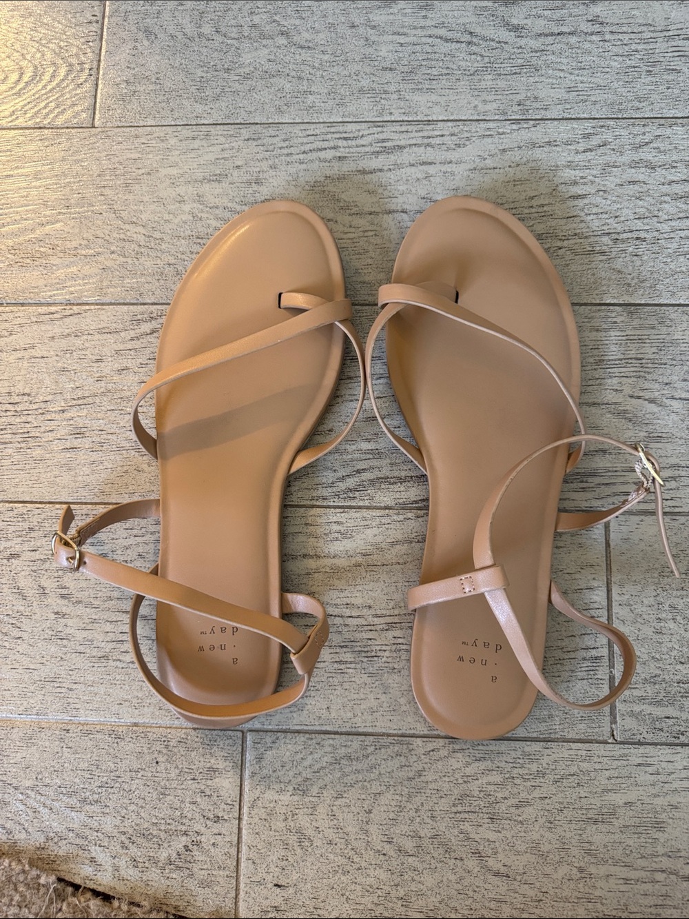 a new day Tan Strappy Toe-Loop Sandals